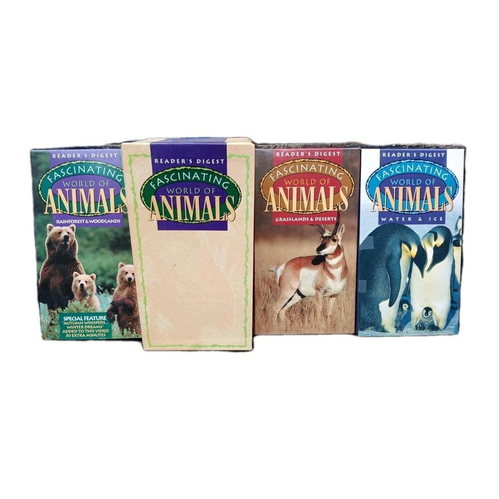 3 VCR Box Set Reader's Digest Fascinating World Of Animals VHS Box Set